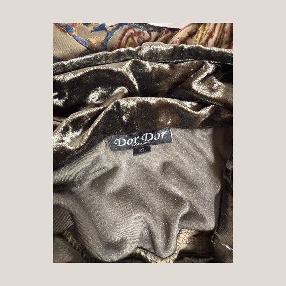 Boho Velvet Patchwork Cowl Neck Poncho Top – Artistic Paisley Print, XL - Picture 4 of 7